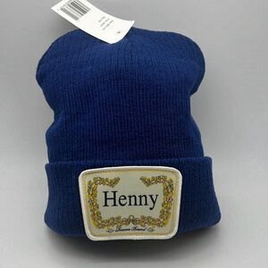 Henny Embroidered logo Patch‎ casual cozy Acrylic Beanie  Navy blue NWT unisex